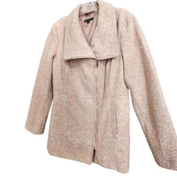 Nwot INC International Concepts Blush/Creme Tweed Zip Front Pea Coat Jacket - Picture 12 of 17
